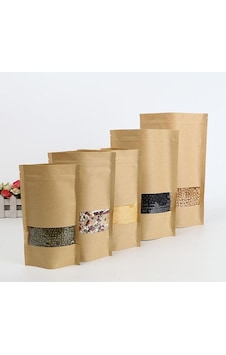 Doypack Kilitli Kraft Pencereli 11 CM x 18.5 CM Doypack Kilitli Kraft Pencereli 11 CM x 18.5 CM