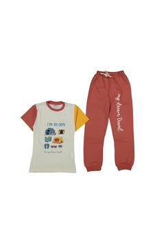 Bebegen Erkek Çocuk Ekru Turuncu Kamp Baskılı Pijama Takımı Çok Renkli Bebegen Erkek Çocuk Ekru Turuncu Kamp Baskılı Pijama Takımı Çok Renkli