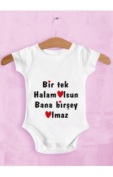 Tuğbababy Baby Bir Tek Halam Olsun Bana Birşey Olmaz Zıbın Kız Erkek Beyaz Tuğbababy Baby Bir Tek Halam Olsun Bana Birşey Olmaz Zıbın Kız Erkek Beyaz