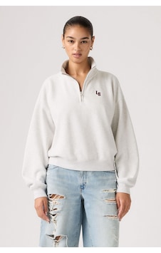 Levi's Kadın Graphic Vintage Boxy 1/4 Zip Gri Sweatshirt-12988 Gri