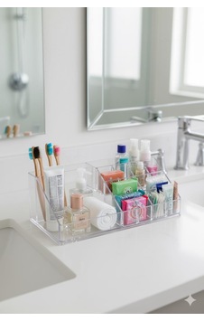 Şeffaf Akrilik Banyo Kozmetik Düzenleyici Organizer 13x22x8 Cm Altın Şeffaf Akrilik Banyo Kozmetik Düzenleyici Organizer 13x22x8 Cm Altın