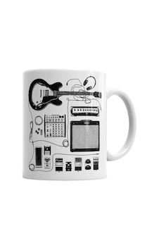 Gitar Amfi Gitarist Pedal Cat Kedi Kupa Bardak Porselen Karışık Gitar Amfi Gitarist Pedal Cat Kedi Kupa Bardak Porselen Karışık