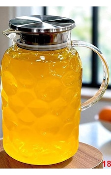 Borosilikat Cam Metal Kapaklı Lüks Sürahi 1800ml 193