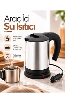 12v Araç Çakmak Girişli Paslanmaz Çelik Araç İçi Su Isıtıcı Seyahat Tipi Kettle 12v Araç Çakmak Girişli Paslanmaz Çelik Araç İçi Su Isıtıcı Seyahat Tipi Kettle