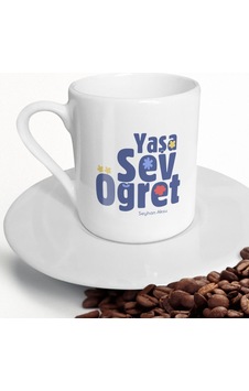 Kişiye Özel Yaşa Sev Öğret Türk Kahvesi Fincanı-2 Kişiye Özel Yaşa Sev Öğret Türk Kahvesi Fincanı-2