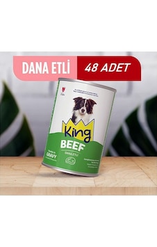 King Sos İçerisinde Et Parçacıklı Dana Etli Köpek Konservesi 400 Gr 48 Adet King Sos İçerisinde Et Parçacıklı Dana Etli Köpek Konservesi 400 Gr 48 Adet