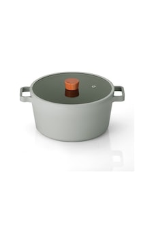 0128 D-neog226d Fıka Cam Kapaklı Alumınyum Dokum Derın Tencere 26cm Grı