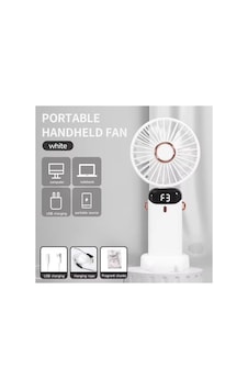 Taşınabilir Dijitalli Mini Fan Şarjlı, Sessiz Ve Güçlü Serinletici Fan Beyaz - 886311102