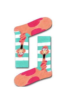 Bidigago Şaşkın Flamingo Desenli Unisex Çorap Renkli