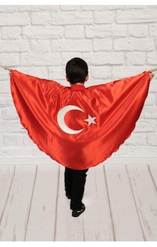 Alm Ay Yıldız Bayrak Pelerin Kırmızı