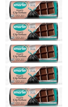 Smarter Çikolata Kokulu Büzgülü Orta Boy Çöp Torbası Siyah 5'li Smarter Çikolata Kokulu Büzgülü Orta Boy Çöp Torbası Siyah 5'li