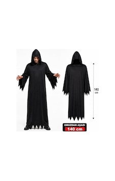 Yetişkin Siyah Kapüşonlu Cellat Hayalet Kostümü 140 Cm