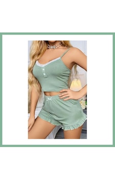 Bşkvirgo Kadın Yeşil Dantel Detaylı Şortlu Gecelik Pijama Takımı 5014 Beden: L/xl Renk: Yeşil Bsk2026 Bşkvirgo Kadın Yeşil Dantel Detaylı Şortlu Gecelik Pijama Takımı 5014 Beden: L/xl Renk: Yeşil Bsk2026
