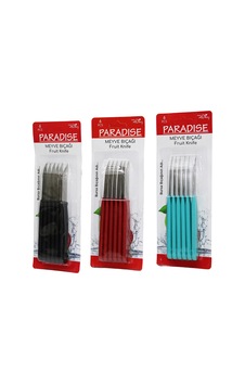 6 Parça Meyve Bıçak Renkli Plastik Saplı Bx40