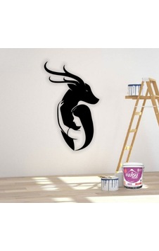 Siyah Ahşap Geyik Ve Kız 32cm X 50cm Tablo Duvar Dekoru 3mm Mdf Lazer Kesim Siyah Ahşap Geyik Ve Kız 32cm X 50cm Tablo Duvar Dekoru 3mm Mdf Lazer Kesim