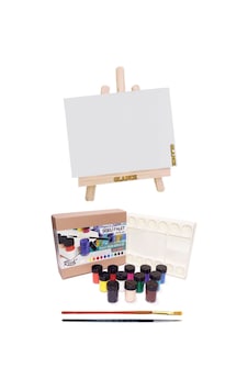 Rich Şişeli Palet 25 Ml X 12'li Akrilik + Masaüstü Şövale + 25x35 Tuval Set Rich Şişeli Palet 25 Ml X 12'li Akrilik + Masaüstü Şövale + 25x35 Tuval Set