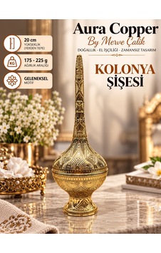 Aura Copper Dekoratif Kolonya Şişesi 20 Cm Osmanlı Motifli