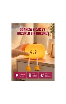 Trendlia Dekoratif Pumpkin Gece Lambası Şarjlı Dokunmatik Led Işık Yeni Nesil Çok Renkli Trendlia Dekoratif Pumpkin Gece Lambası Şarjlı Dokunmatik Led Işık Yeni Nesil Çok Renkli