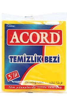 Acord Temizlik Bezi 3 x 3 Adet Sarı 35 x 38 CM