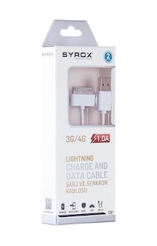 Syrox 1.0A Apple Uyumlu iPhone 4/4S Şarj & Data Kablosu 1M C01