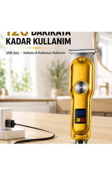 Profesyonel Saç Sakal Tıraş Makinesi T Bıçaklı Turbo Modlu Led Ekranlı 3 Taraklı Şarjlı Profesyonel Saç Sakal Tıraş Makinesi T Bıçaklı Turbo Modlu Led Ekranlı 3 Taraklı Şarjlı