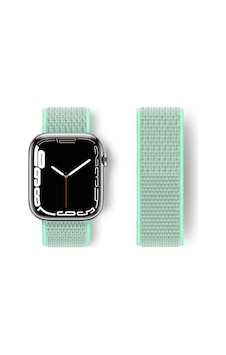 İos Watch Uyumlu 42mm Hasırlı Cırtcırtlı Kordon - Turkuaz İos Watch Uyumlu 42mm Hasırlı Cırtcırtlı Kordon - Turkuaz