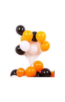 50 Adet Turuncu - Beyaz- Siyah Metalik Balon 3'Lü Renk - 12 Inç
