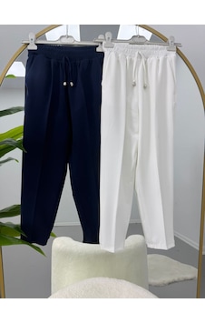 Lovie Moda Beli Lastikli Cep Detaylı İkili Pantolon Beyaz Lovie Moda Beli Lastikli Cep Detaylı İkili Pantolon Beyaz