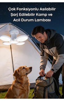 Technosmart 5 Kanatlı Katlanır Solar Ve Usb Şarjlı Asılabilir Kamp Ve Acil Durum Lambası Ip65