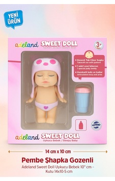 Adeland Sweet Doll Uykucu Bebek 10 Cm Kutu 14 10 5 Cm Pembe Şapka - Göz Desenli Adeland Sweet Doll Uykucu Bebek 10 Cm Kutu 14 10 5 Cm Pembe Şapka - Göz Desenli