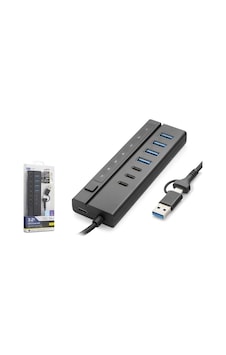 Hadron Hdx7062 7 Port Usb Hub 5gbps 4x Usb-a 3.2 + 3x Usb-c 3.2 7 Port 2in1 Kablolu Çoklayıcı Siyah Hadron Hdx7062 7 Port Usb Hub 5gbps 4x Usb-a 3.2 + 3x Usb-c 3.2 7 Port 2in1 Kablolu Çoklayıcı Siyah