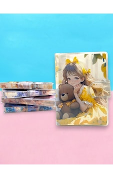 Kawai Kore Kız Ayıcıklı A7 Not Defteri , Çıt Çıtlı Cep Defteri - Sarı Kawai Kore Kız Ayıcıklı A7 Not Defteri , Çıt Çıtlı Cep Defteri - Sarı