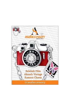 Kelebek Film Aksanlı Vintage Kamera Charm Gümüş Kelebek Film Aksanlı Vintage Kamera Charm Gümüş