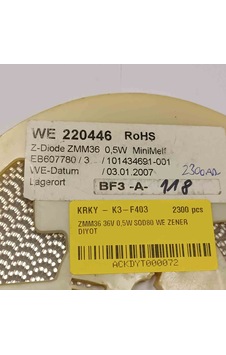 Zmm36 36v 0,5w Sod80 We Zener Diyot 250 Adet Zmm36 36v 0,5w Sod80 We Zener Diyot 250 Adet