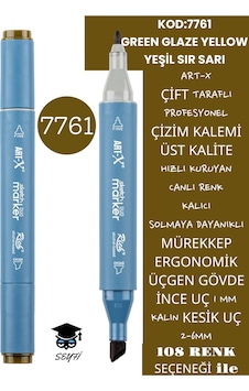 Çift Taraflı Profesyonel Çizim Kalemi Kalıcı Mürekkep Üçgen Gövde İnce Uç 1 Mm Kesik Uç 2-6mm Sketch 7761-yeşil Sır Sarı Çift Taraflı Profesyonel Çizim Kalemi Kalıcı Mürekkep Üçgen Gövde İnce Uç 1 Mm Kesik Uç 2-6mm Sketch 7761-yeşil Sır Sarı