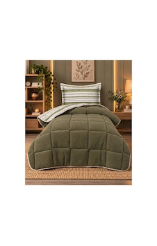 Tek Kişilik Uyku Seti Sherpa Comforter Haki Haki Tek Kişilik Uyku Seti Sherpa Comforter Haki Haki