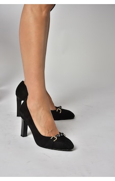 Fox Shoes Z676040102 Siyah Süet Kalın Topuklu Kadın Ayakkabı Fox Shoes Z676040102 Siyah Süet Kalın Topuklu Kadın Ayakkabı