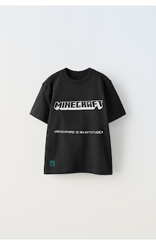 Miniko Kids Erkek Çocuk Minecraft Baskılı Pamuk Tişört Siyah
