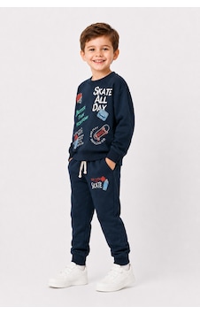 Ahengim Erkek Çocuk Kaykay Baskılı Sweatshirt Eşofman Altı 2 Li Takım 1-4 Yaş Ak115 Koyu Lacivert Ahengim Erkek Çocuk Kaykay Baskılı Sweatshirt Eşofman Altı 2 Li Takım 1-4 Yaş Ak115 Koyu Lacivert