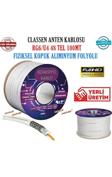 Classen Anten Kablosu Rg6/U4 100 Metre 48 Tel