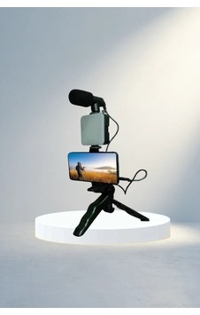Kumandalı Mikrofonlu Tripod Telefon Tutucu Led Işık Seti - Kumandalı Mikrofonlu Tripod Telefon Tutucu Led Işık Seti -