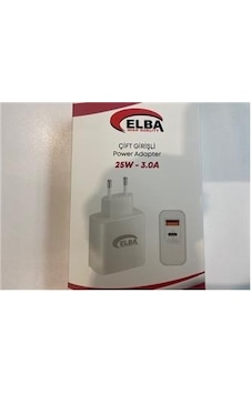 Elba ELB15 25W 3.0A Usb-A To Usb-C Çift Girişli Hızlı Şarj Akım Koruma Isıya Dayanıklı Adaptör