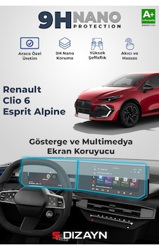 S-dizayn Renault Clio 6 Esprit Alpine 9h Gösterge Ve Multimedya Ekran Koruyucu 2026 Üzeri A+ Kalite