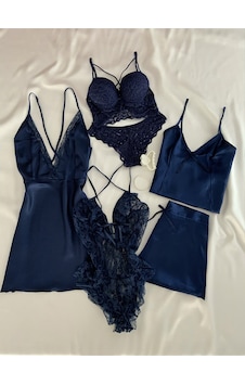 Mh Moony Homewears Kutulu Ipeksi Saten 6'lı Lacivert Gecelik Pijama Iç Giyim Çeyiz Seti Lacivert Mh Moony Homewears Kutulu Ipeksi Saten 6'lı Lacivert Gecelik Pijama Iç Giyim Çeyiz Seti Lacivert