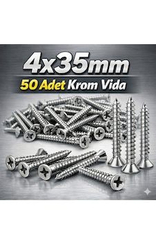Krom Vida 4x35mm 50 Adet Paslanmaz Inox Vida Diğer Krom Vida 4x35mm 50 Adet Paslanmaz Inox Vida Diğer