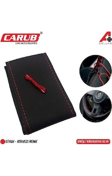 Direksiyon Kılııf İğneli Delüx Siyah Kırmızı Dikişli 38 Cm