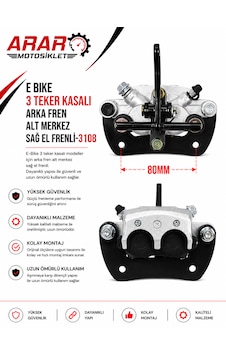 E Bıke 3 Teker Kasalı Arka Fren Alt Merkez Sağ El Frenli-3108 E Bıke 3 Teker Kasalı Arka Fren Alt Merkez Sağ El Frenli-3108