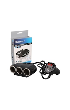 Olesson 1634 12-24v 3lü Usbli 120w 80cm Kablolu Dijital Ekranlı Araç Çakmak Çoklayıcı