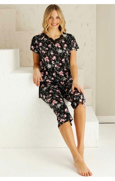 Alimer Kadın Siyah Dantelli V Yaka Bermuda Pijama Takım Edy2735s Siyah Alimer Kadın Siyah Dantelli V Yaka Bermuda Pijama Takım Edy2735s Siyah