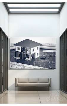 Yatay Tekli Kanvas Tablo Modern Emlak Ofisi İnşaat Gyo Mimarlık Dubleks Ev 3d Render 2228